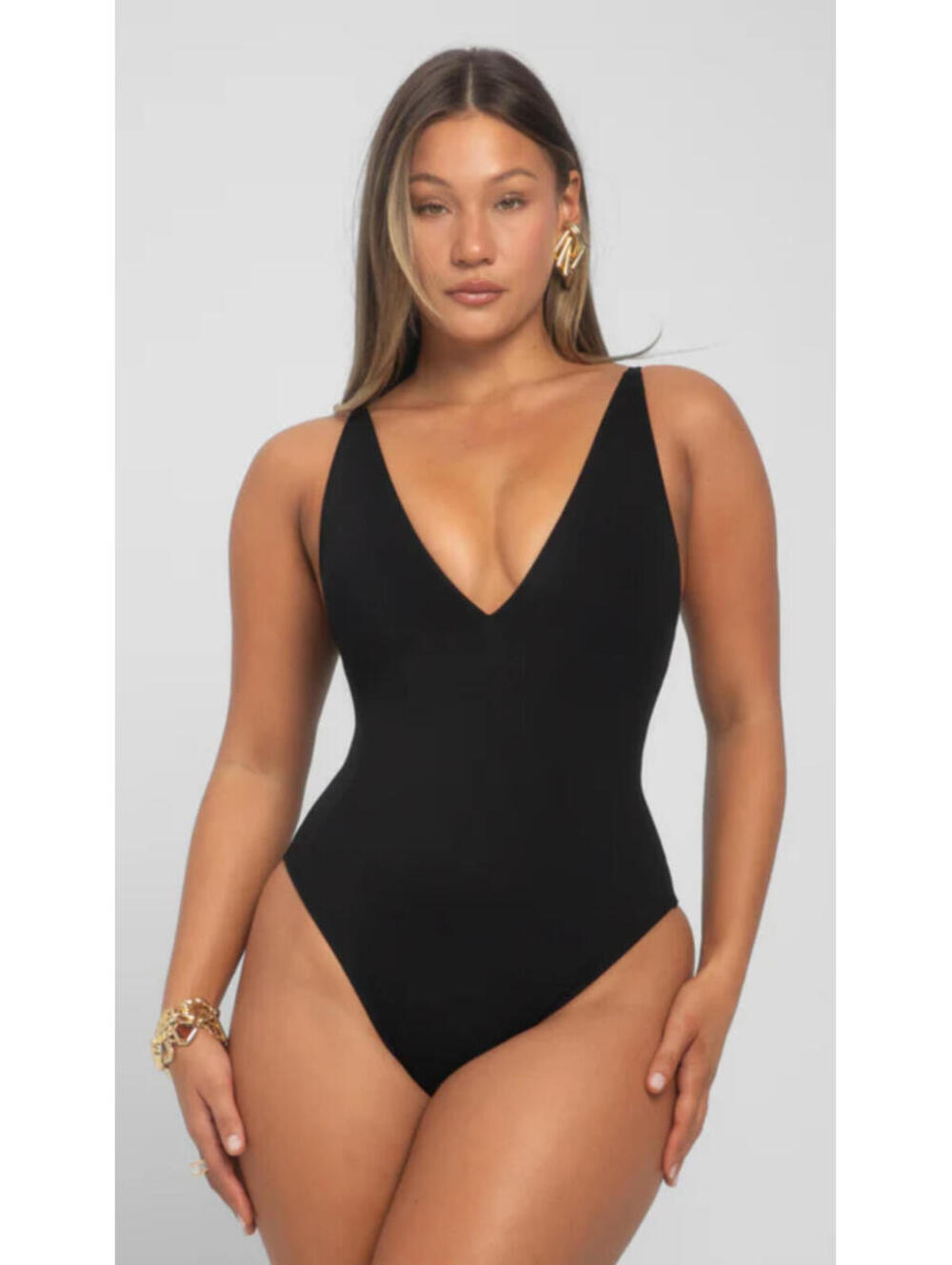 TA3 Hi Cut Plungey One Piece Swimsuit Color Black Size M Short NWT